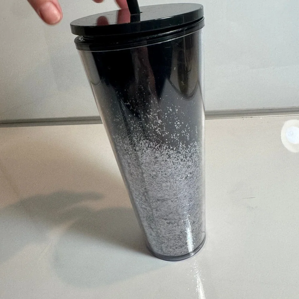 Starbucks Black Gradient Glitter Cold Cup Tumbler with Straw 24‎ oz 2019